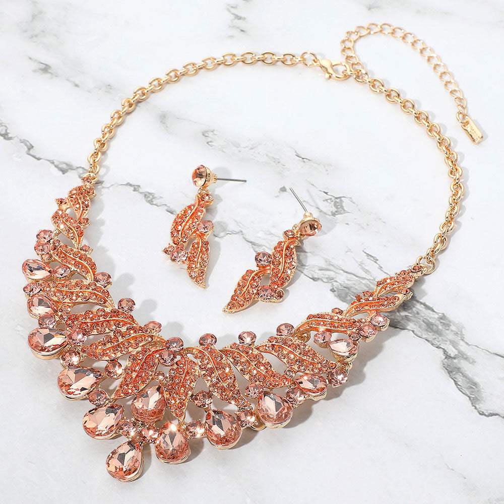 Teardrop Stone Cluster Rhinestone Paved Embellished Collar Evening Necklace - Madeline Love - Flyclothing LLC
