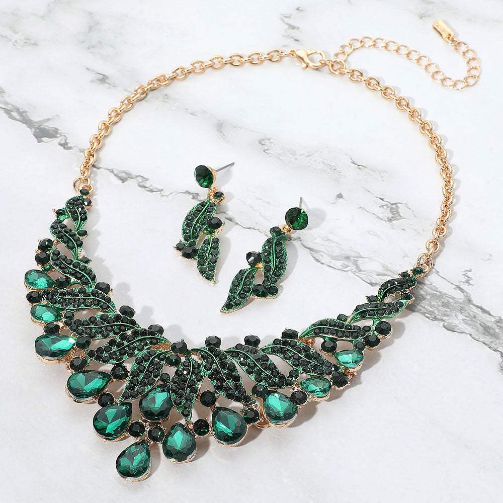 Teardrop Stone Cluster Rhinestone Paved Embellished Collar Evening Necklace - Madeline Love - Flyclothing LLC