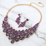 Teardrop Stone Cluster Rhinestone Paved Embellished Collar Evening Necklace - Madeline Love - Flyclothing LLC