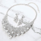 Teardrop Stone Cluster Rhinestone Paved Embellished Collar Evening Necklace - Madeline Love - Flyclothing LLC