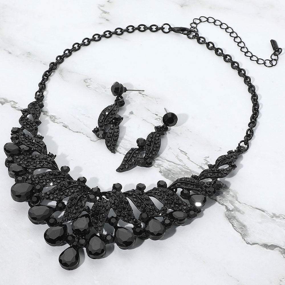 Teardrop Stone Cluster Rhinestone Paved Embellished Collar Evening Necklace - Madeline Love - Flyclothing LLC