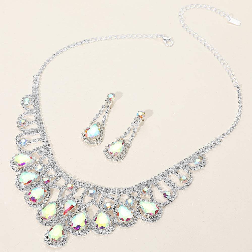 Teardrop Stone Embellished Rhinestone Paved Collar Necklace - Madeline Love - Flyclothing LLC