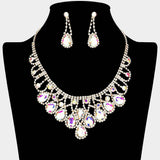 Teardrop Stone Embellished Rhinestone Paved Collar Necklace - Madeline Love - Flyclothing LLC