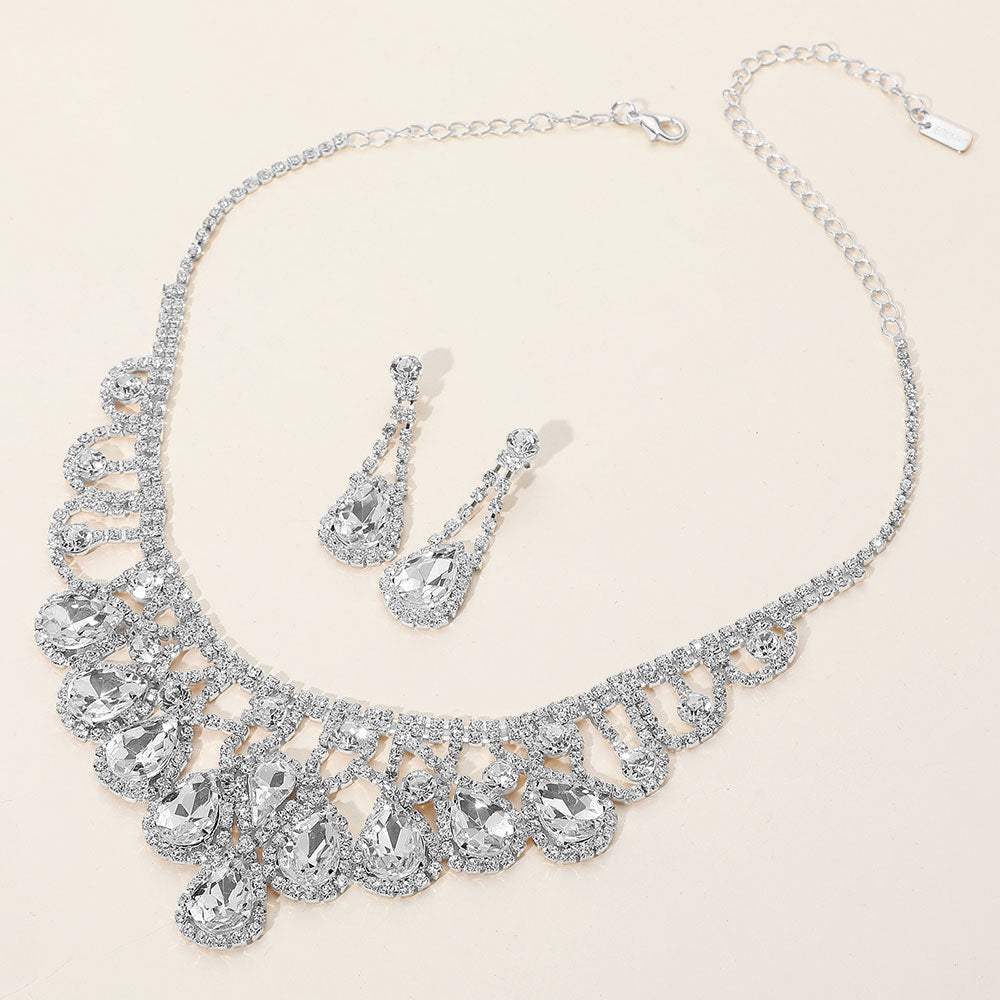 Teardrop Stone Embellished Rhinestone Paved Collar Necklace - Madeline Love - Flyclothing LLC