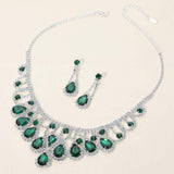 Teardrop Stone Embellished Rhinestone Paved Collar Necklace - Madeline Love - Flyclothing LLC