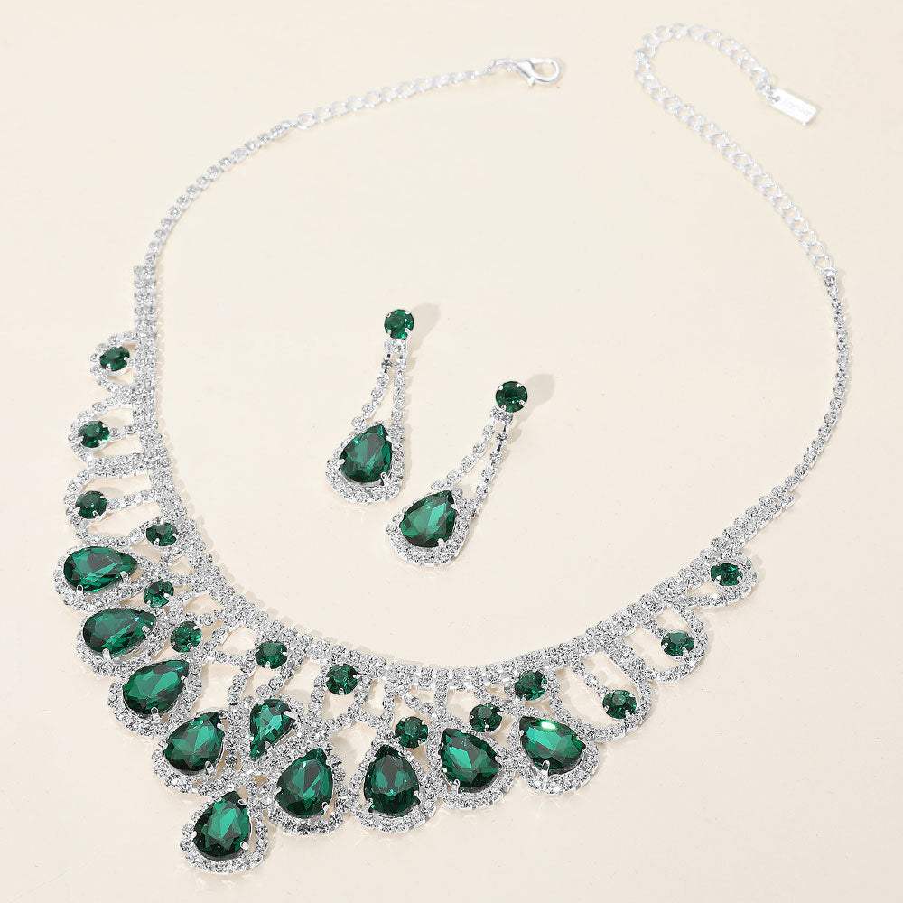Teardrop Stone Embellished Rhinestone Paved Collar Necklace - Madeline Love - Flyclothing LLC