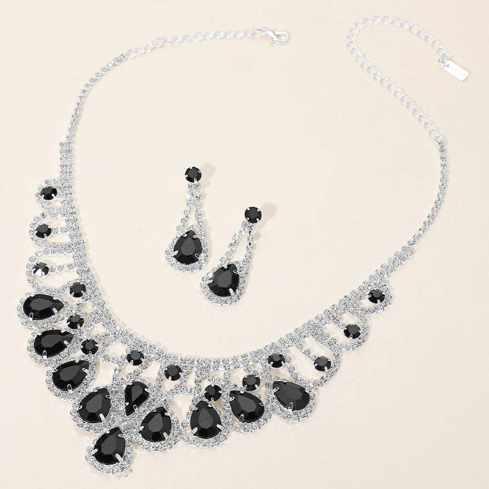 Teardrop Stone Embellished Rhinestone Paved Collar Necklace - Madeline Love - Flyclothing LLC