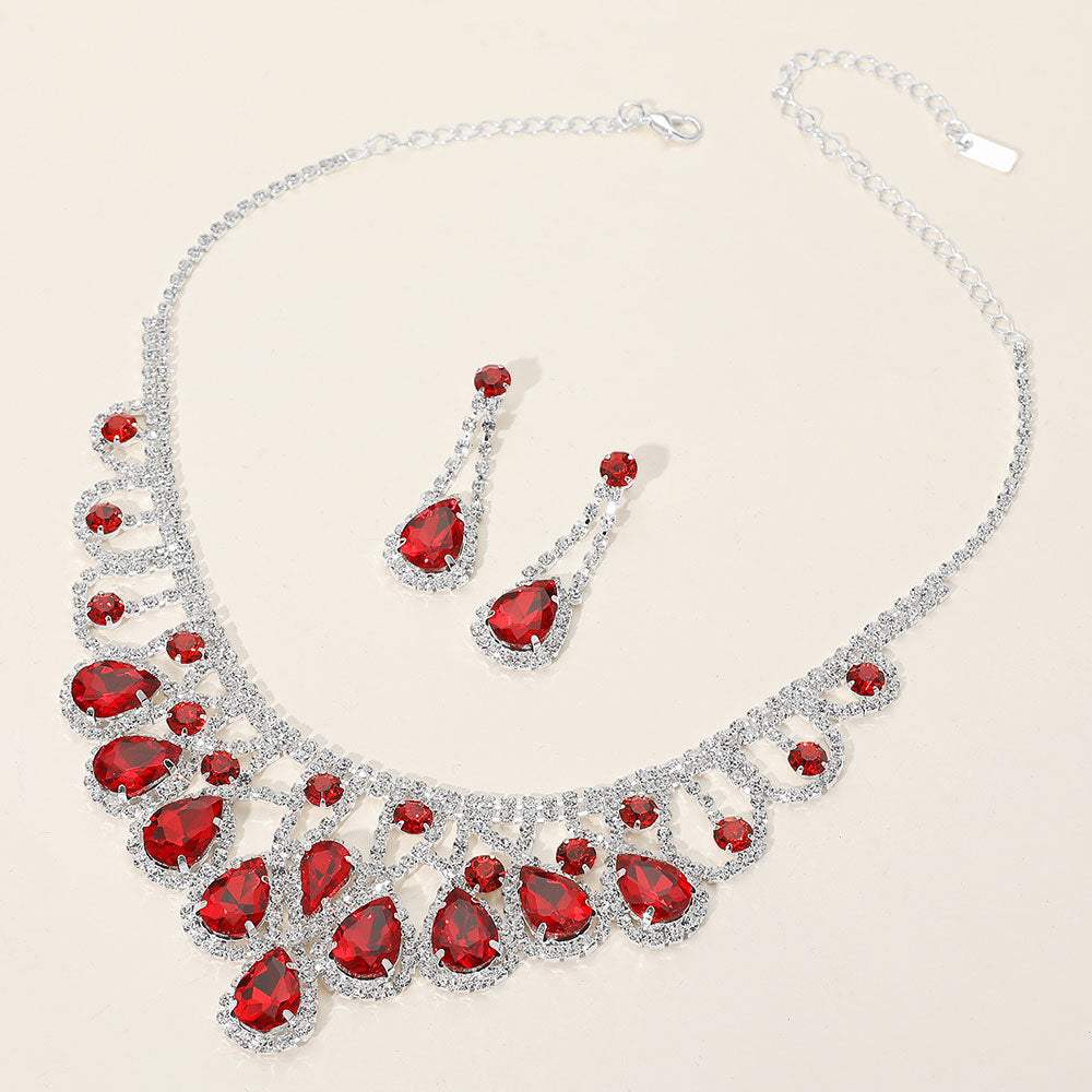 Teardrop Stone Embellished Rhinestone Paved Collar Necklace - Madeline Love - Flyclothing LLC