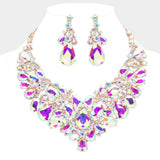 Teardrop Stone Embellished Statement Evening Necklace - Madeline Love - Flyclothing LLC