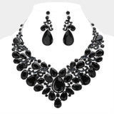 Teardrop Stone Embellished Statement Evening Necklace - Madeline Love - Flyclothing LLC