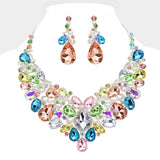 Teardrop Stone Embellished Statement Evening Necklace - Madeline Love - Flyclothing LLC
