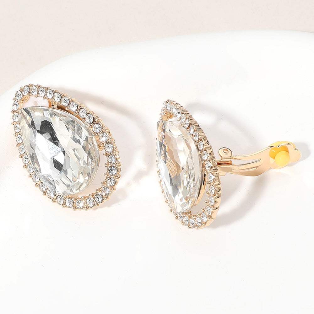Teardrop Stone Evening Clip On Earrings - Madeline Love - Flyclothing LLC
