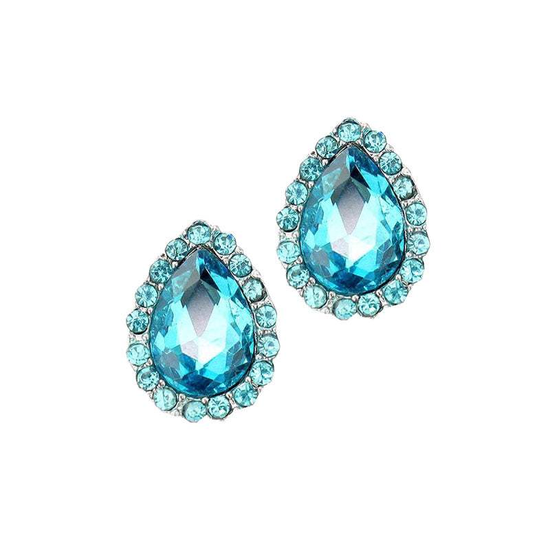 Teardrop Stone Evening Stud Earrings - Madeline Love - Flyclothing LLC