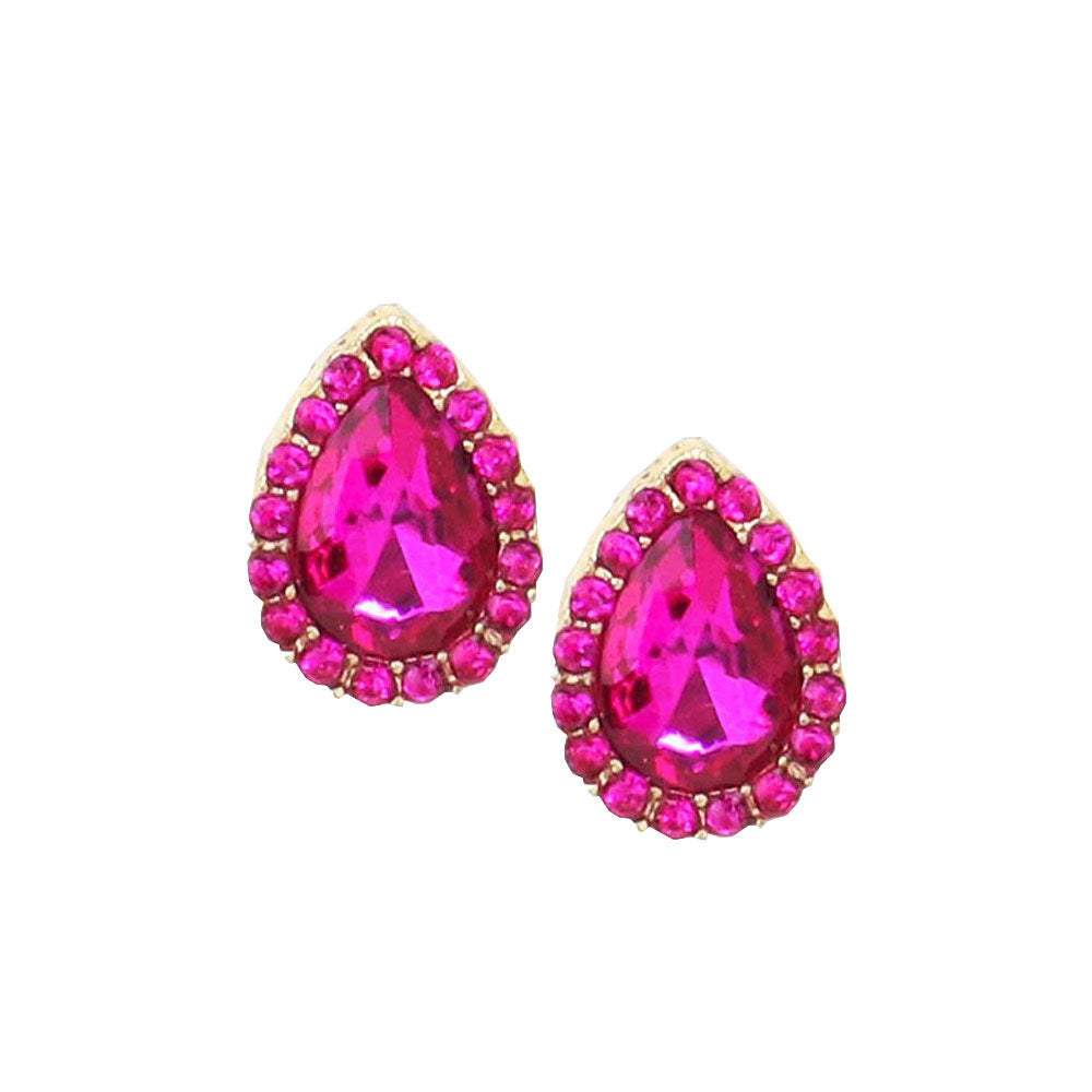 Teardrop Stone Evening Stud Earrings - Madeline Love - Flyclothing LLC