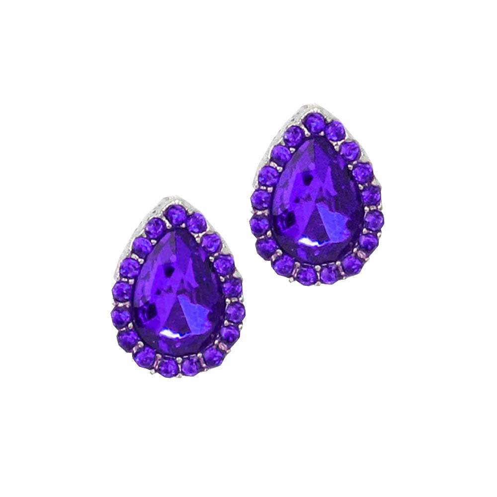 Teardrop Stone Evening Stud Earrings - Madeline Love - Flyclothing LLC