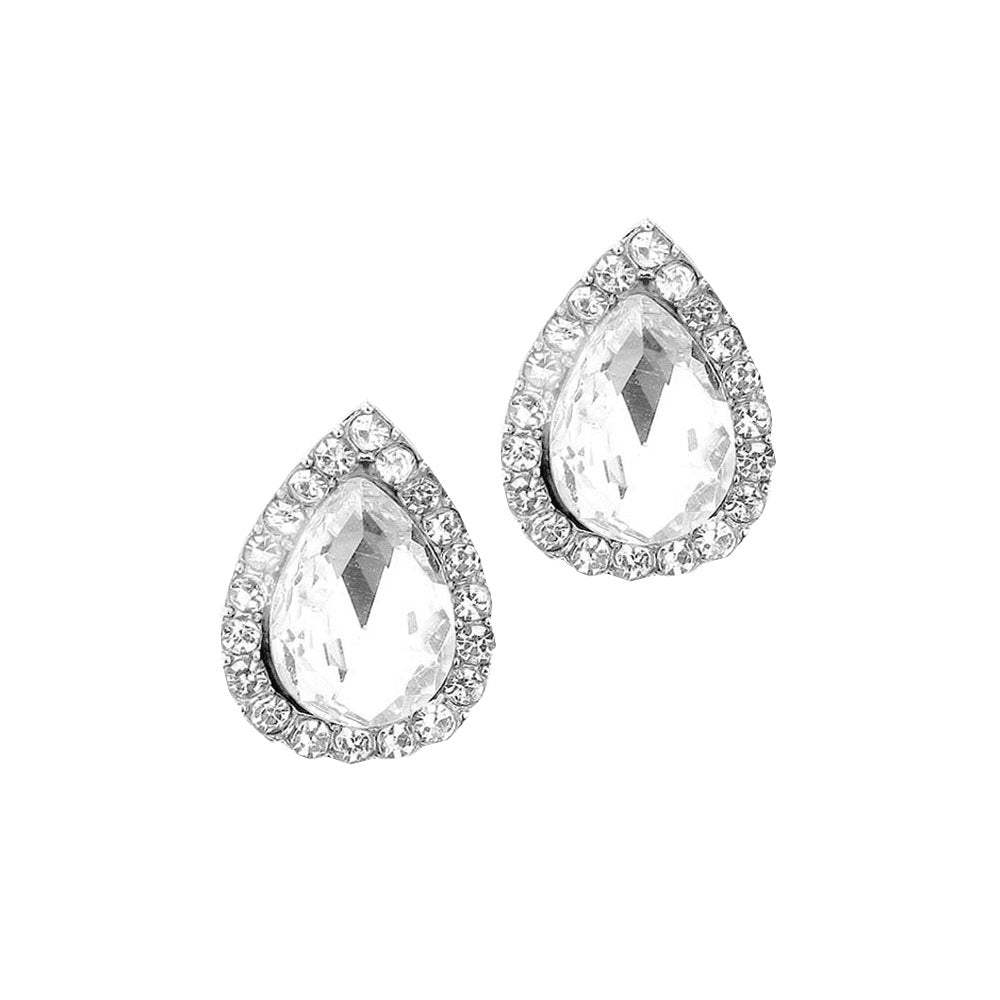 Teardrop Stone Evening Stud Earrings - Madeline Love - Flyclothing LLC