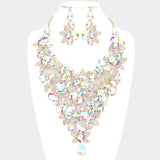 Teardrop Stone Leaf Cluster Vine Statement Evening Necklace - Madeline Love - Flyclothing LLC