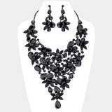 Teardrop Stone Leaf Cluster Vine Statement Evening Necklace - Madeline Love - Flyclothing LLC