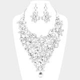 Teardrop Stone Leaf Cluster Vine Statement Evening Necklace - Madeline Love - Flyclothing LLC