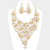 Teardrop Stone Leaf Cluster Vine Statement Evening Necklace - Madeline Love - Flyclothing LLC