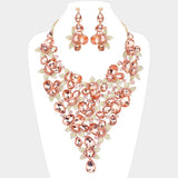 Teardrop Stone Leaf Cluster Vine Statement Evening Necklace - Madeline Love - Flyclothing LLC