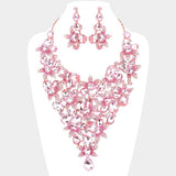 Teardrop Stone Leaf Cluster Vine Statement Evening Necklace - Madeline Love - Flyclothing LLC