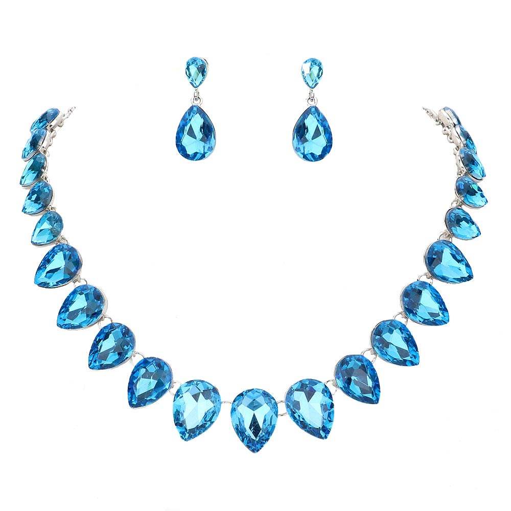 Teardrop Stone Link Evening Necklace - Madeline Love - Flyclothing LLC
