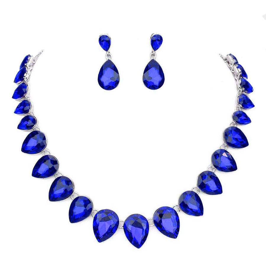 Teardrop Stone Link Evening Necklace - Madeline Love - Flyclothing LLC