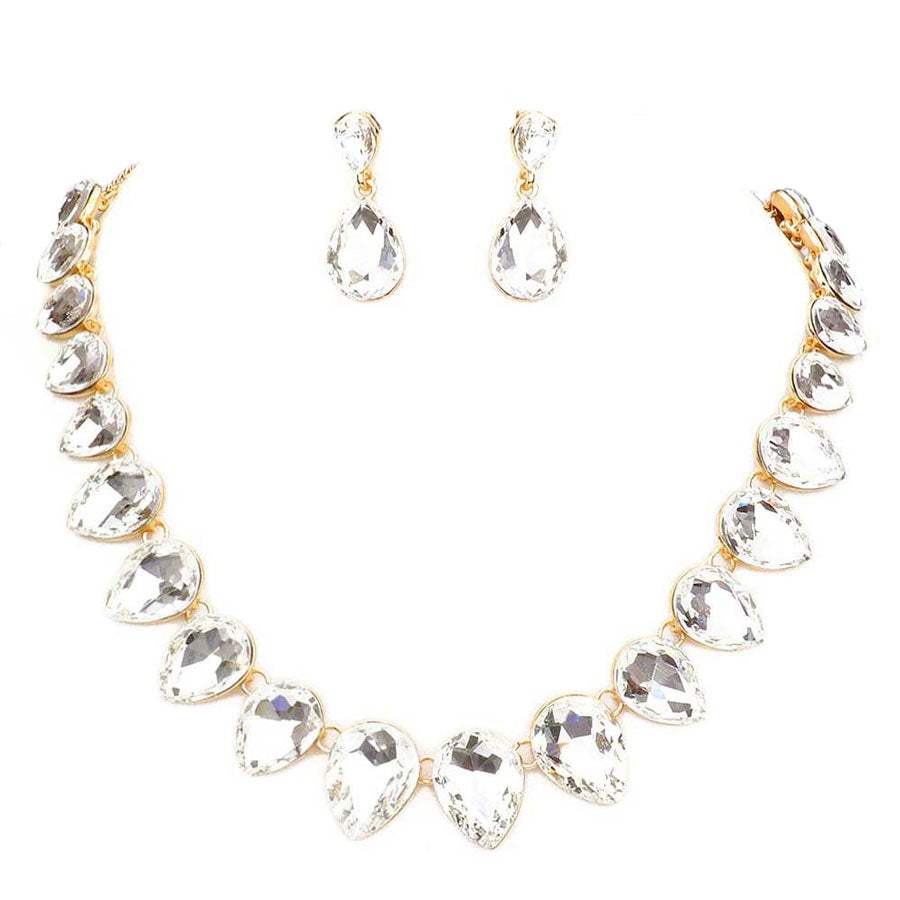 Teardrop Stone Link Evening Necklace - Madeline Love - Flyclothing LLC