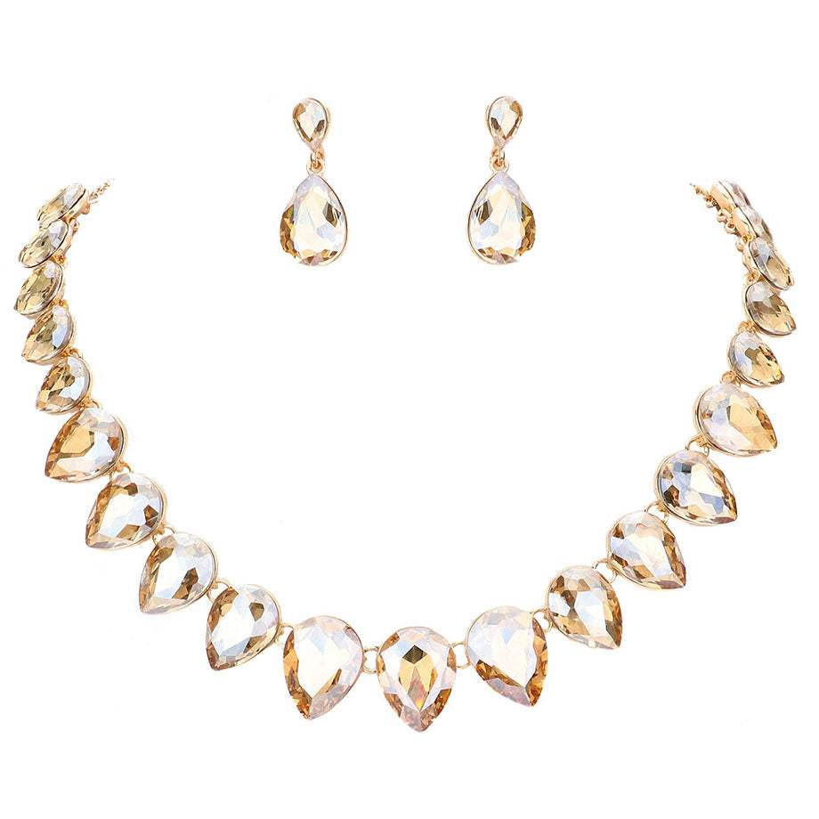 Teardrop Stone Link Evening Necklace - Madeline Love - Flyclothing LLC
