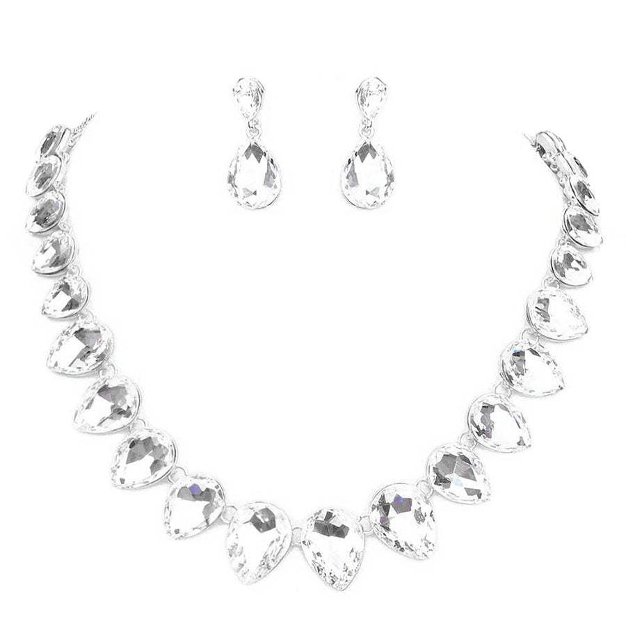 Teardrop Stone Link Evening Necklace - Madeline Love - Flyclothing LLC