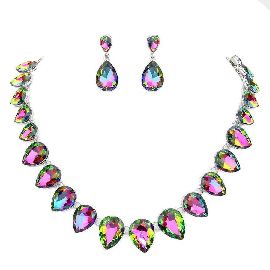 Teardrop Stone Link Evening Necklace - Madeline Love - Flyclothing LLC