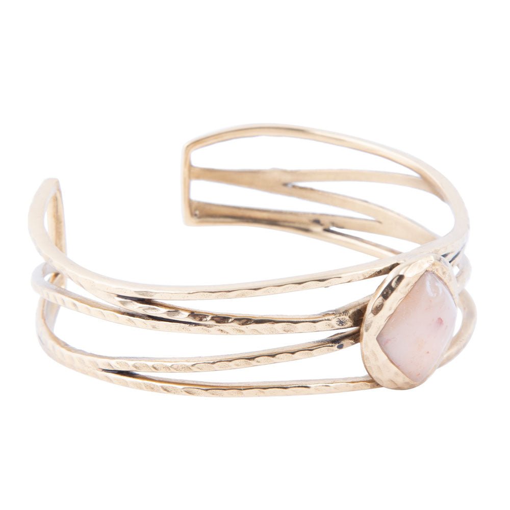 Terra Peach Moonstone and Golden Cuff Bracelet - Barse Jewelry