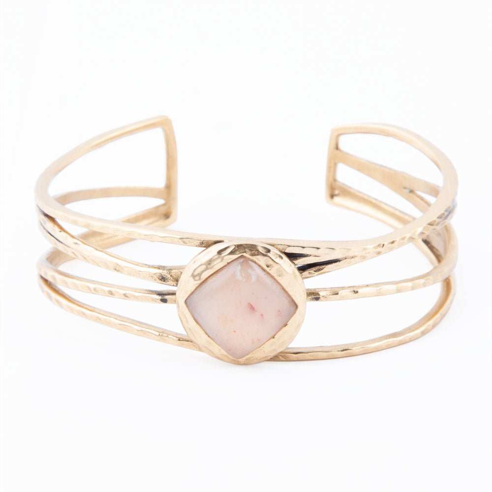 Terra Peach Moonstone and Golden Cuff Bracelet - Barse Jewelry - Flyclothing LLC