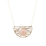 Terra Pink Peach Moonstone and Golden Bronze Necklace - Barse Jewelry