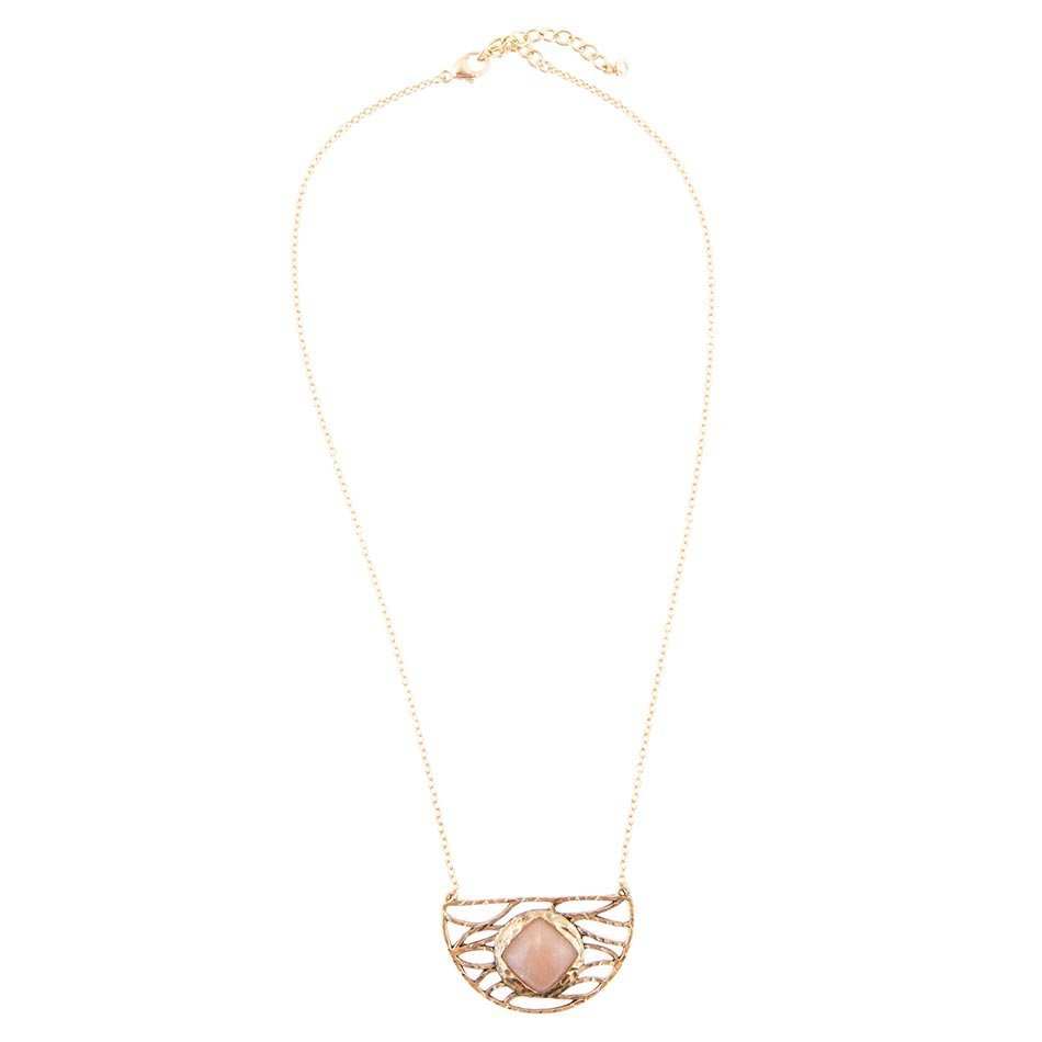 Terra Pink Peach Moonstone and Golden Bronze Necklace - Barse Jewelry - Flyclothing LLC
