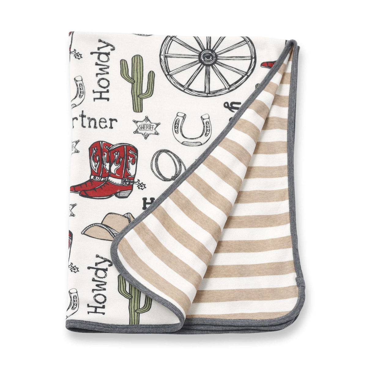 Western Cowboy Howdy Partner Cotton Baby Stroller Blanket - Tesa Babe - Flyclothing LLC