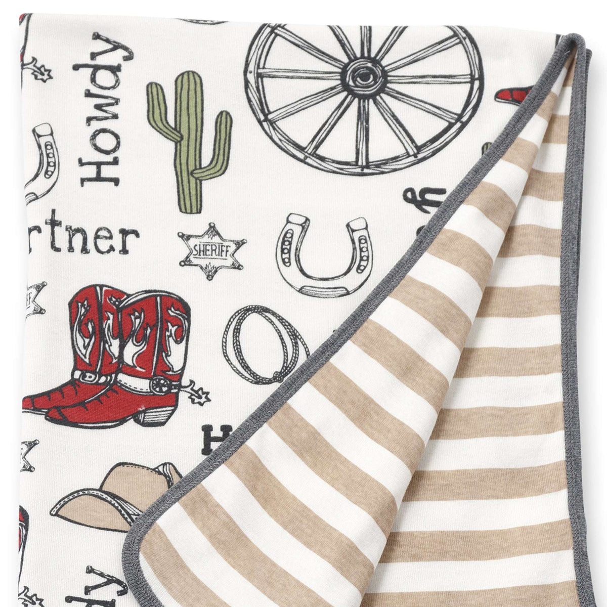 Western Cowboy Howdy Partner Cotton Baby Stroller Blanket - Tesa Babe - Flyclothing LLC