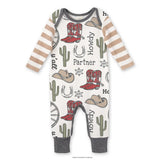 Western Cowboy Howdy Partner Cotton Romper - Tesa Babe - Flyclothing LLC
