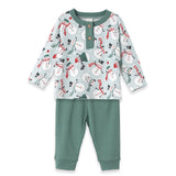 Christmas Snowmen Baby Boy's Bamboo Henley Top & Pants - Tesa Babe - Flyclothing LLC