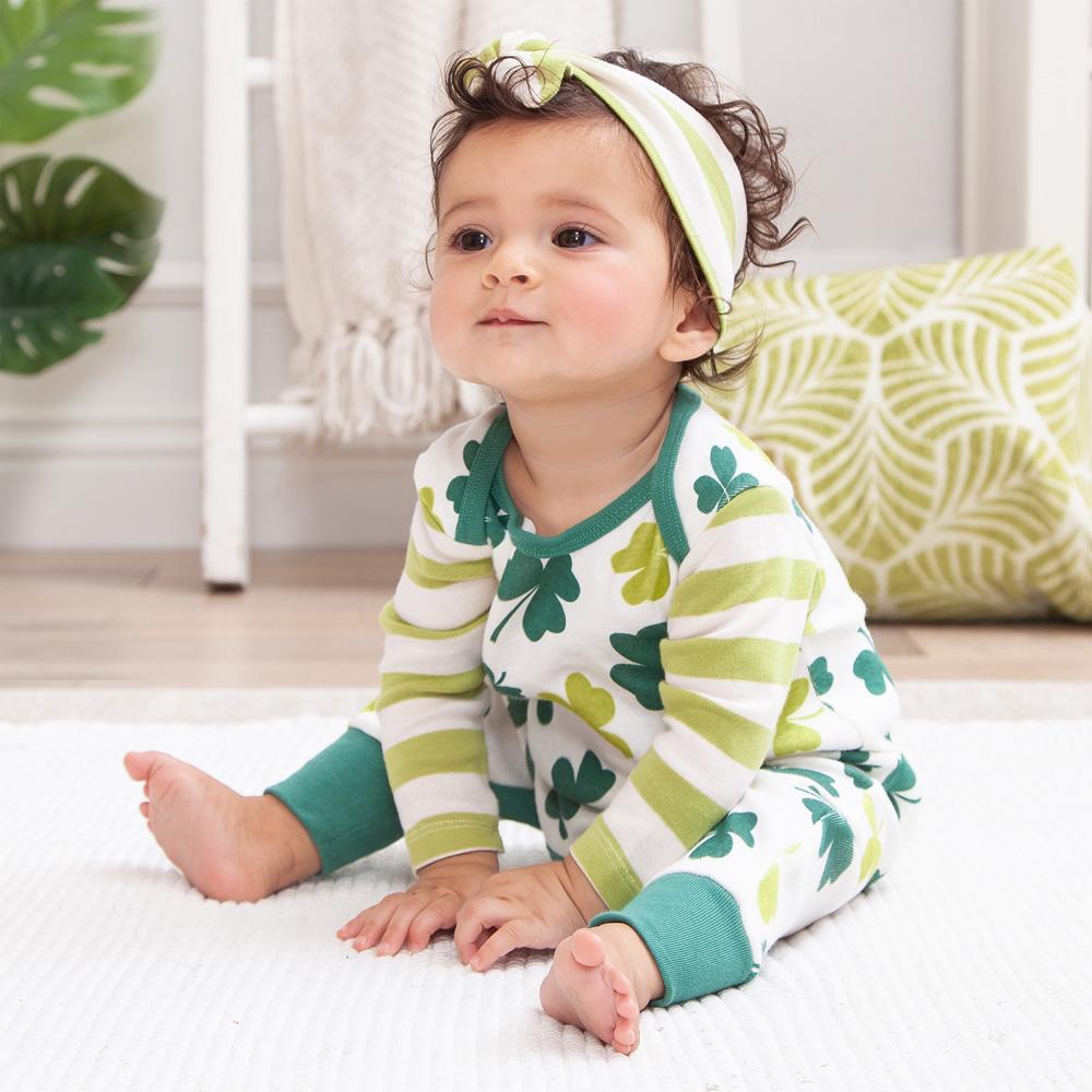 Baby's St. Patty's Shamrocks & Clovers Cotton Romper - Tesa Babe - Flyclothing LLC