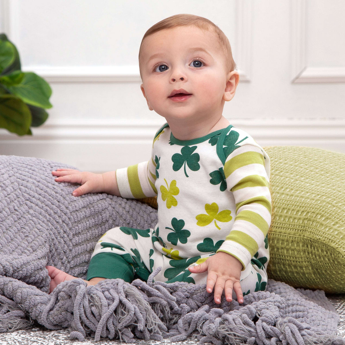Baby's St. Patty's Shamrocks & Clovers Cotton Romper - Tesa Babe - Flyclothing LLC