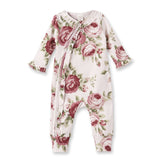 Baby Girl's Cabbage Rose Cotton Zippered Romper - Tesa Babe - Flyclothing LLC