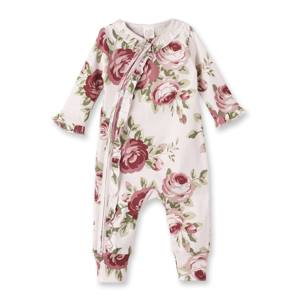 Baby Girl's Cabbage Rose Cotton Zippered Romper - Tesa Babe - Flyclothing LLC