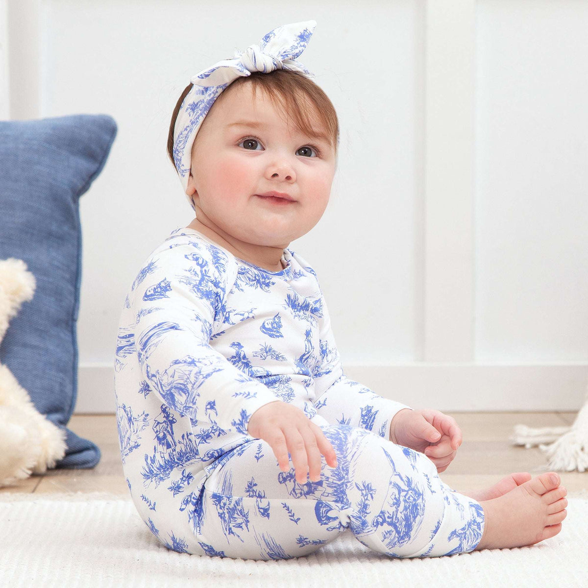 Baby Girl Toile de Jouy Bamboo Romper - Tesa Babe - Flyclothing LLC
