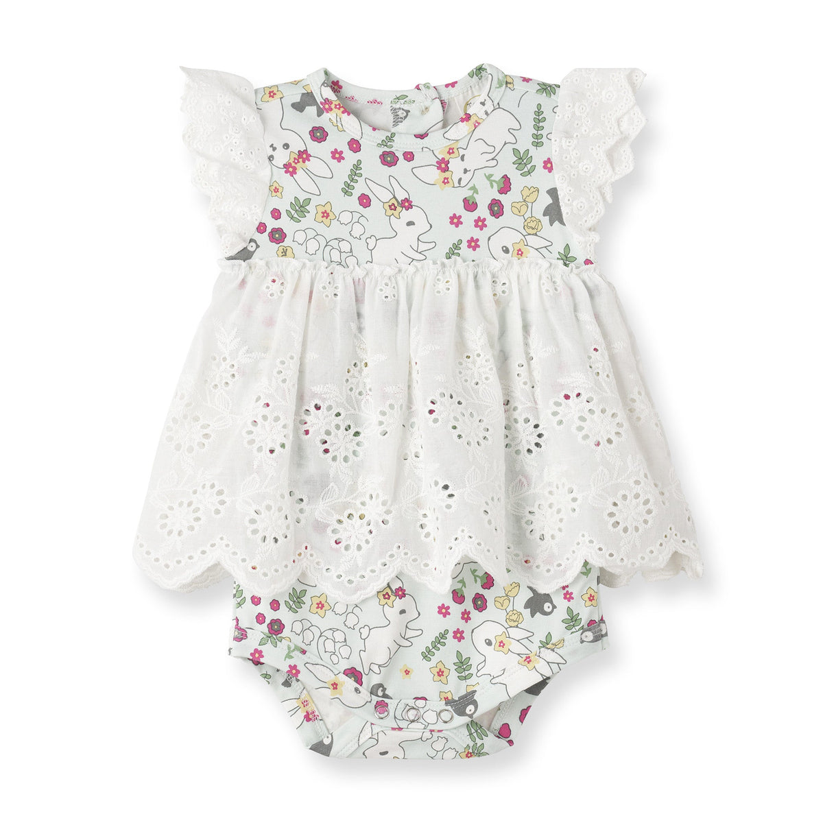 Baby Girl's Cottontail Garden Bamboo Skirted Bodysuit 0-6M - Tesa Babe - Flyclothing LLC
