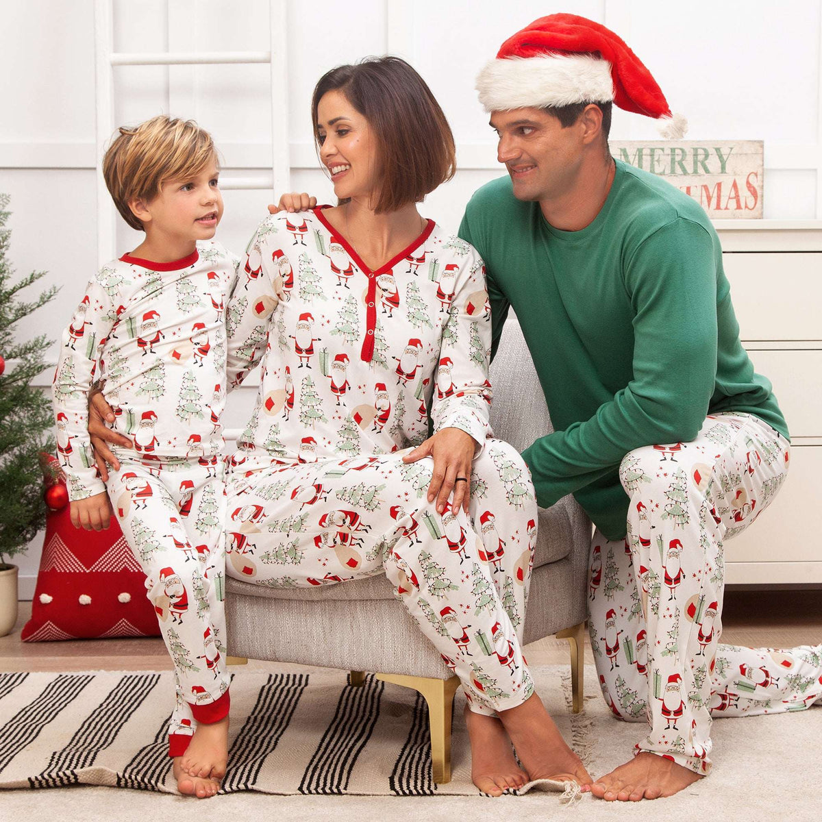 Christmas Santa Women's Bamboo Pajama Set Family Matching - Tesa Babe - Flyclothing LLC
