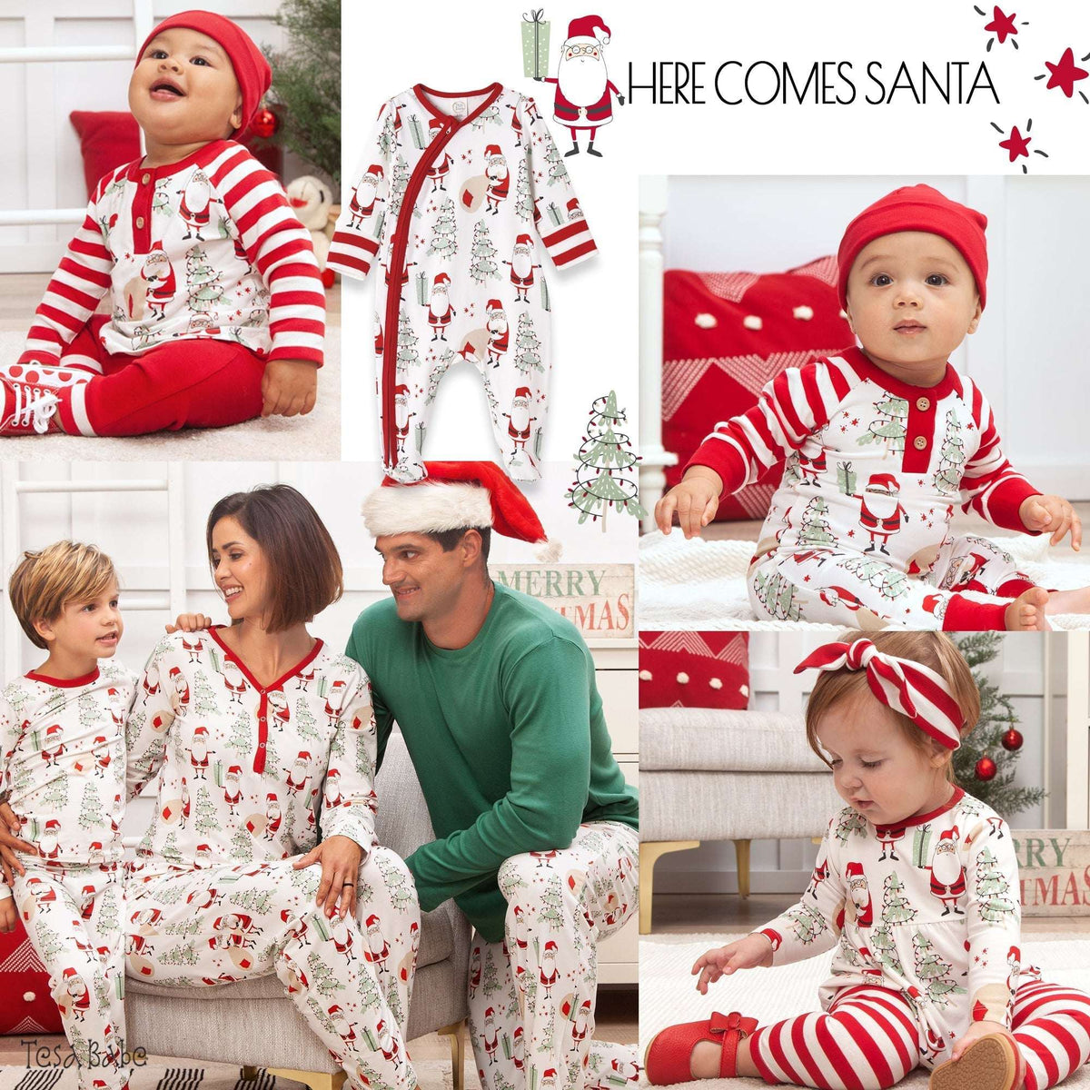 Christmas Santa Women's Bamboo Pajama Set Family Matching - Tesa Babe - Flyclothing LLC
