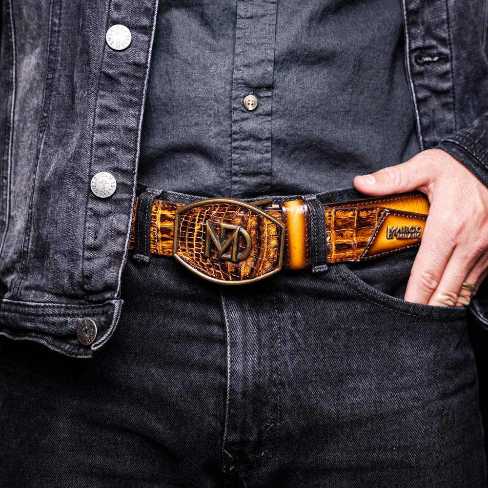 Texas Belt Mustard Brown - Marco Di Milano - Flyclothing LLC