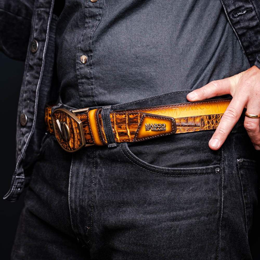 Texas Belt Mustard Brown - Marco Di Milano - Flyclothing LLC